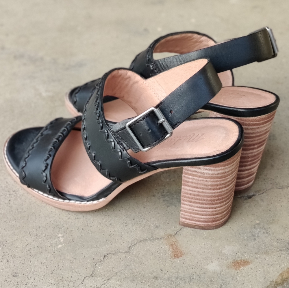 Madewell Angie Heeled Sandal Black Leather - Picture 4 of 8